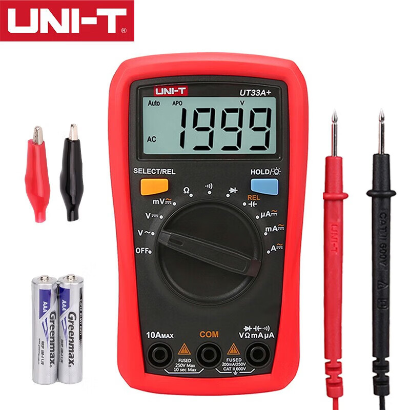 UNI-T multimeter high-precision electrician special multimeter intelligent anti-burn digital multimeter household ammeter digital display UT33A+ capacitance measurement / automatic range
