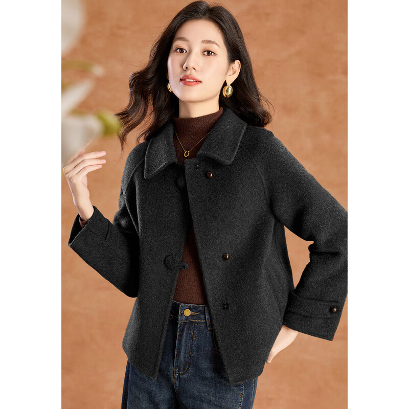Kebel high-end national style wool short coat 2025 autumn and winter new style slim and versatile double-sided woolen coat L