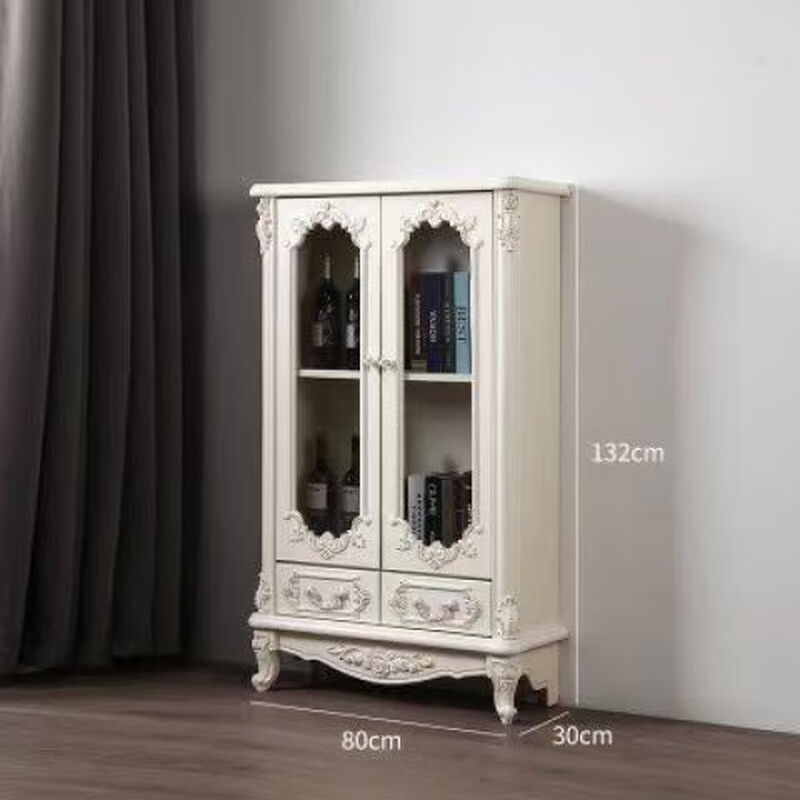 European home bar wine cabinet multi-functional modern kitchen living room sideboard French new solid wood side cabinet one door and one drawer without light