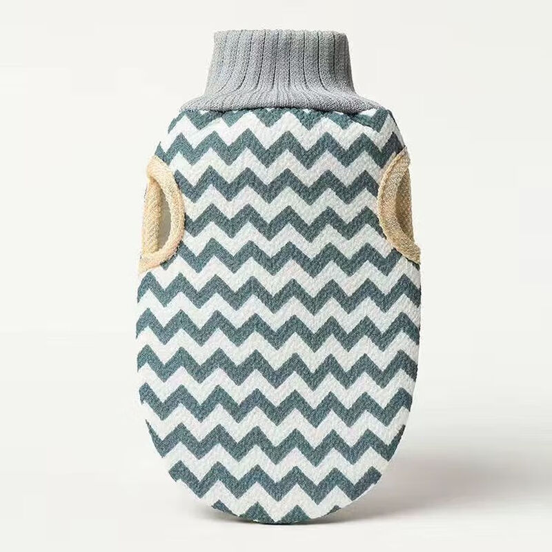 FANCYCHIC's new three-piece bath towel set, strong decontamination, double-sided bath gloves for men and women with back strips, wavy navy blue, single pack, bath flowers.