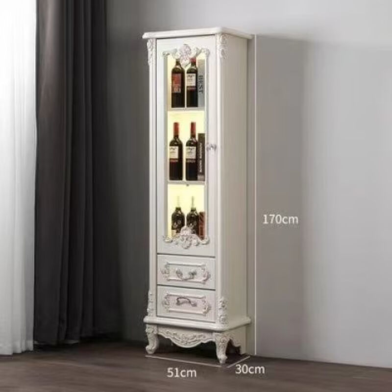 European home bar wine cabinet multi-functional modern kitchen living room sideboard French new solid wood side cabinet one door and one drawer without light