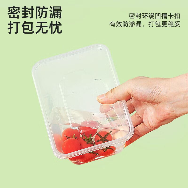 Temeiju disposable lunch box rectangular transparent plastic lunch box thickened lidded packing box tableware 300 set 1000 type