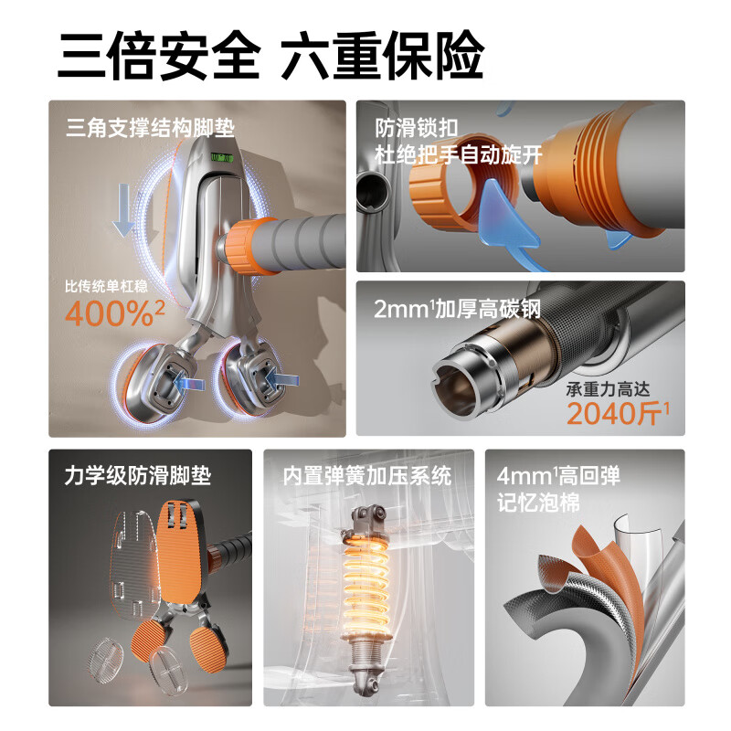 GERTHRON German horizontal bar pull-up device indoor home punch-free adjustable multi-functional ring fitness equipment three-legged support upgrade 120-160cm