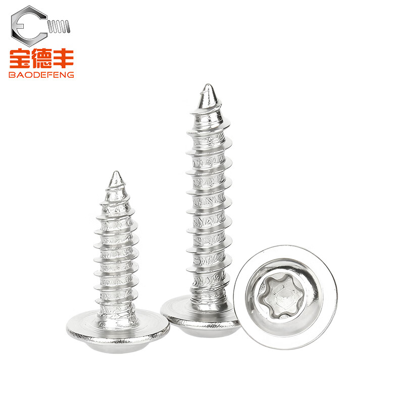Baodefeng 304 stainless steel plum blossom self-tapping screws with pads, anti-disassembly and anti-theft pan head with wooden tooth tip screws MM3M4M5 M2x8x5 200 pieces