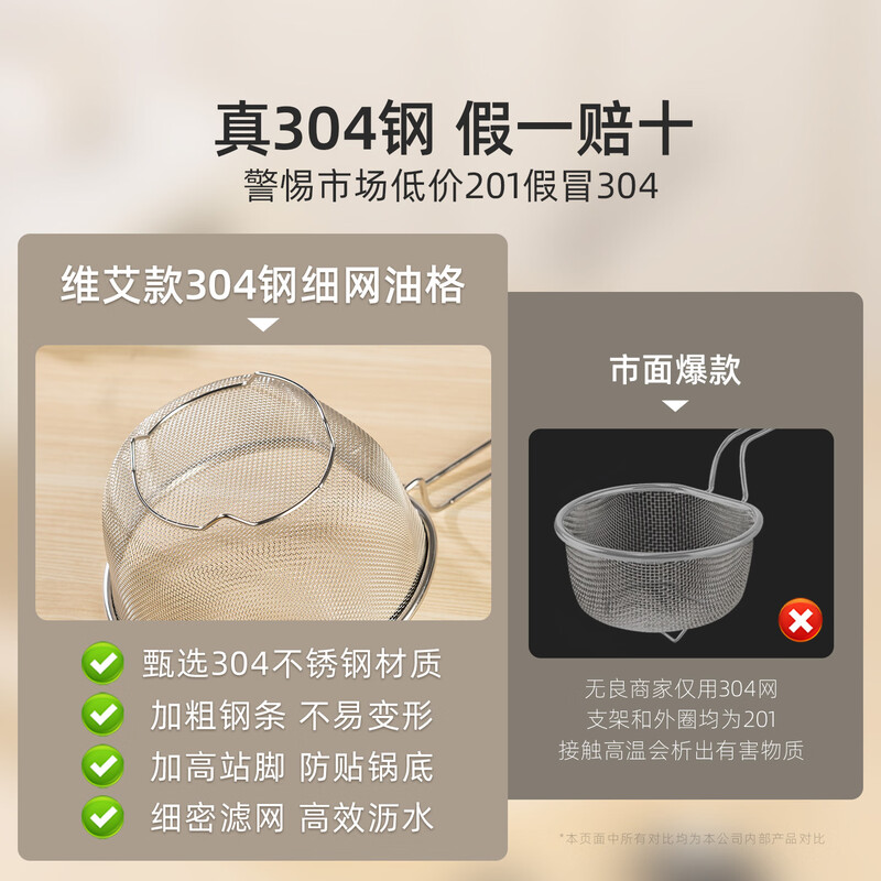 Newair (Newair) 304 stainless steel colander, kitchen noodle basket, noodles strainer, mesh basket, hot pot