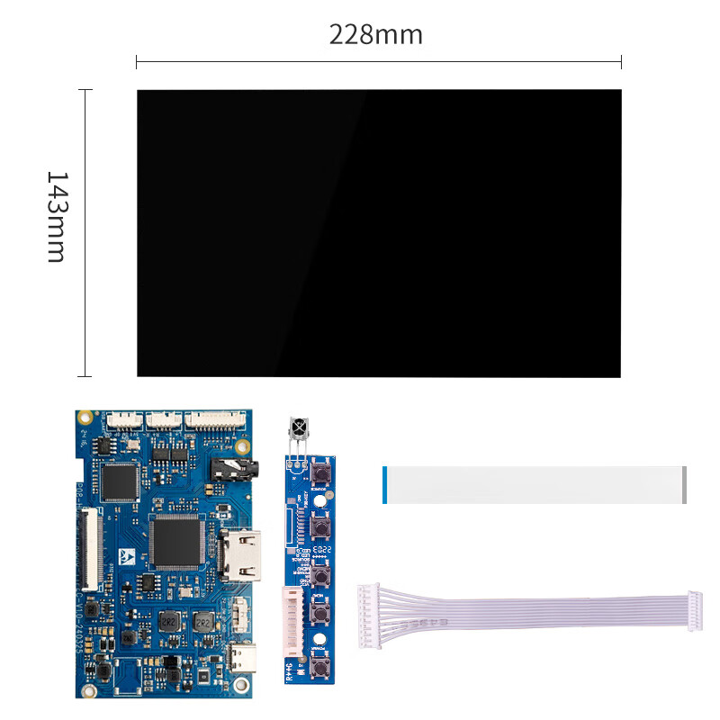 Computer secondary screen IPS 7-inch high-definition LCD USB Raspberry Pi display driver board audio capacitive touch holographic box 10.1-inch ips display + 5V USB driver board 13