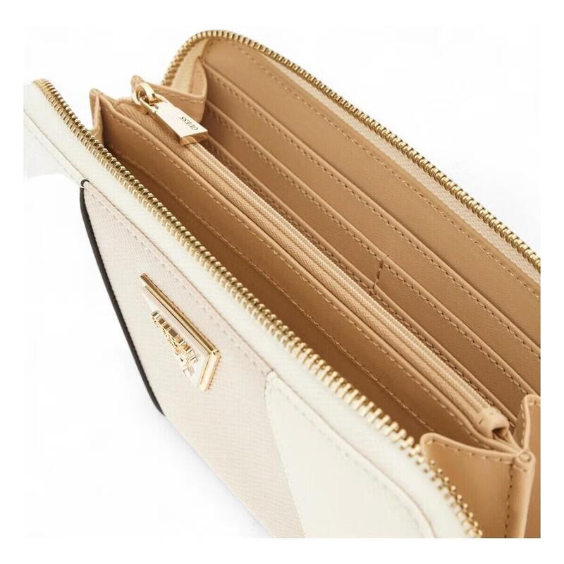 GUESS women's wallet with multiple card slots, zipper closure, ID storage, cash compartment, off-white White ONE SIZE