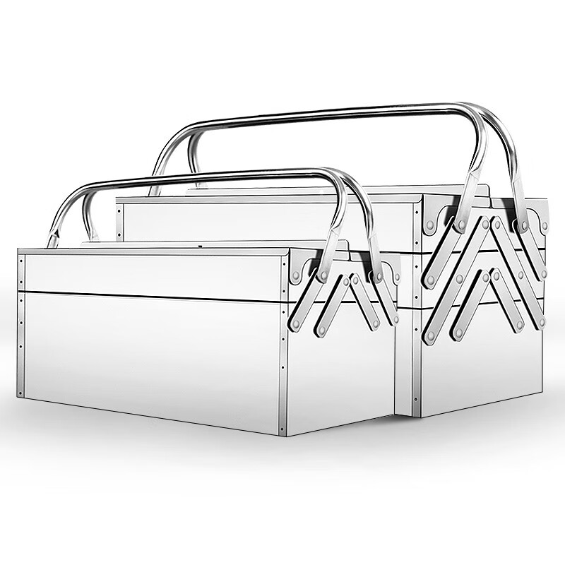 MYTEC stainless steel tool box three-layer folding storage box multi-functional industrial-grade suitcase electrician hardware storage box three-layer stainless steel tool box 460mm + password lock