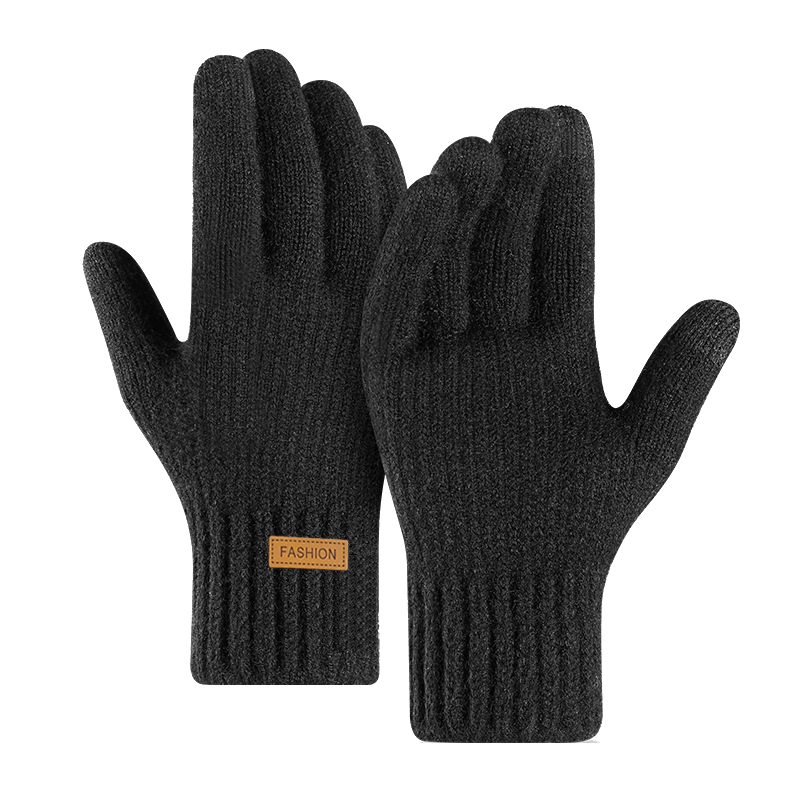 Korlock gloves men's autumn and winter new thickened warm and cold-proof outdoor cycling touch screen plus velvet knitted wool gloves