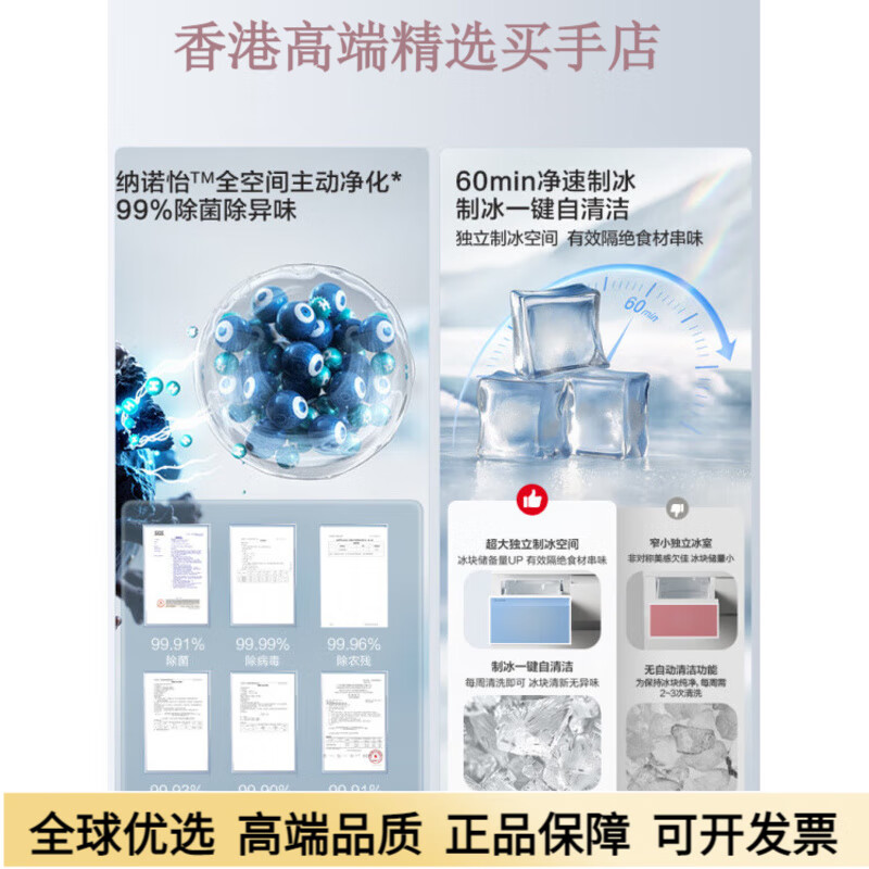 Panasonic panasonic small ice cream 2.0 new product multi-door zero-embedded 450L refrigerator small house automatic ice making EE45BXA NR-EE45BXA-W 450L gel white