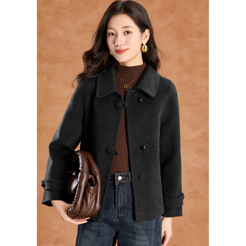 Kebel high-end national style wool short coat 2025 autumn and winter new style slim and versatile double-sided woolen coat L