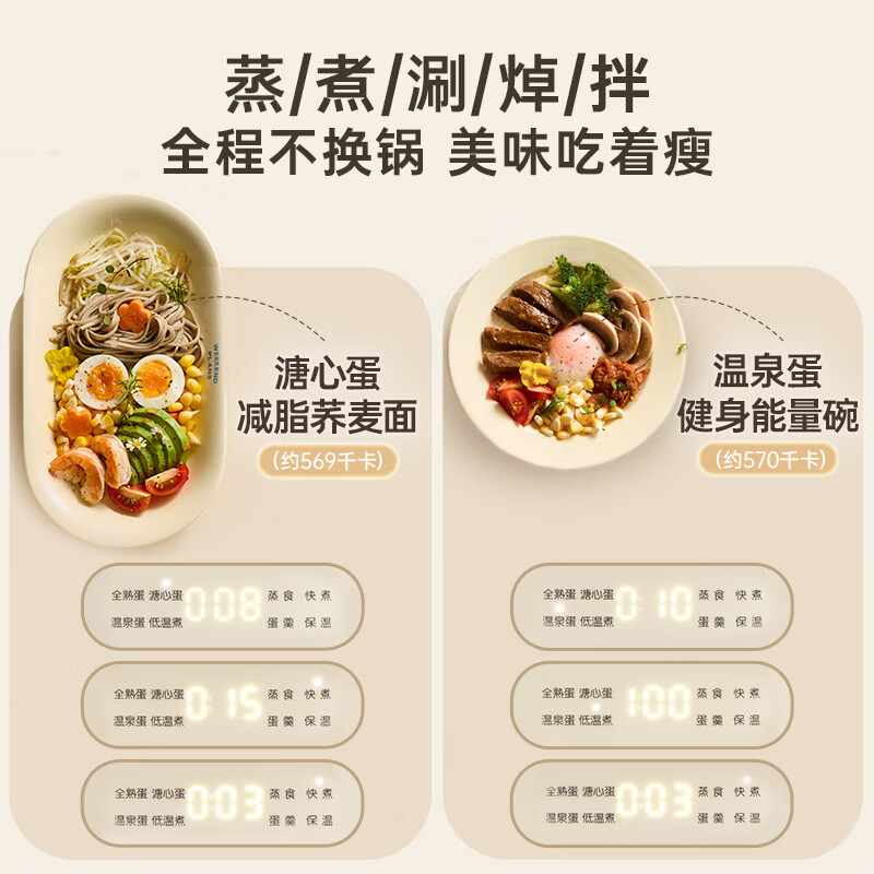 Bear egg cooker egg steamer automatic power off small mini 0-coated stainless steel light food machine Pro steamed egg electric steamer cooker all-in-one machine artifact ZDQ-F12G3