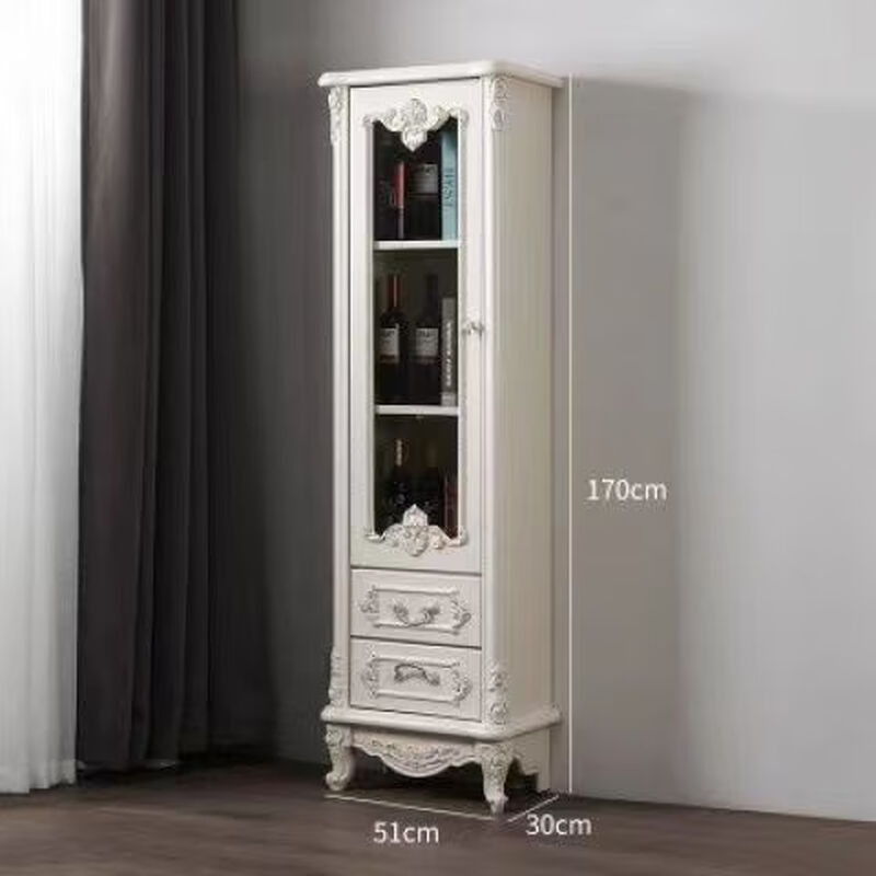 European home bar wine cabinet multi-functional modern kitchen living room sideboard French new solid wood side cabinet one door and one drawer without light