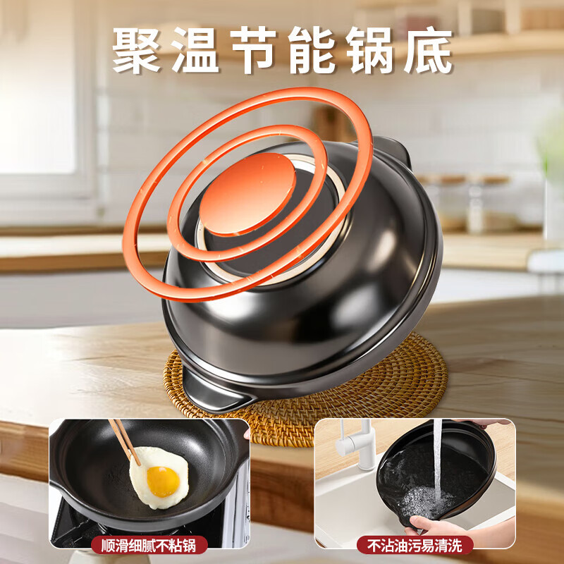 High temperature resistant fresh-locking dry-cooked shallow pot casserole stew pot household gas stew pot ceramic casserole commercial stone pot 5.1L with lid double resistance to cracking and burning free replacement 5.1L