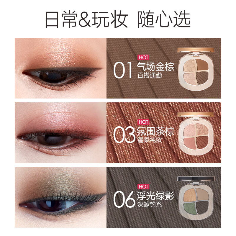 Carslan Smart Big Eyes Four-Color Eyeshadow Palette Fine and Non-Flying Powder 03 Atmosphere Tea Brown 5g New Year's Day Gift