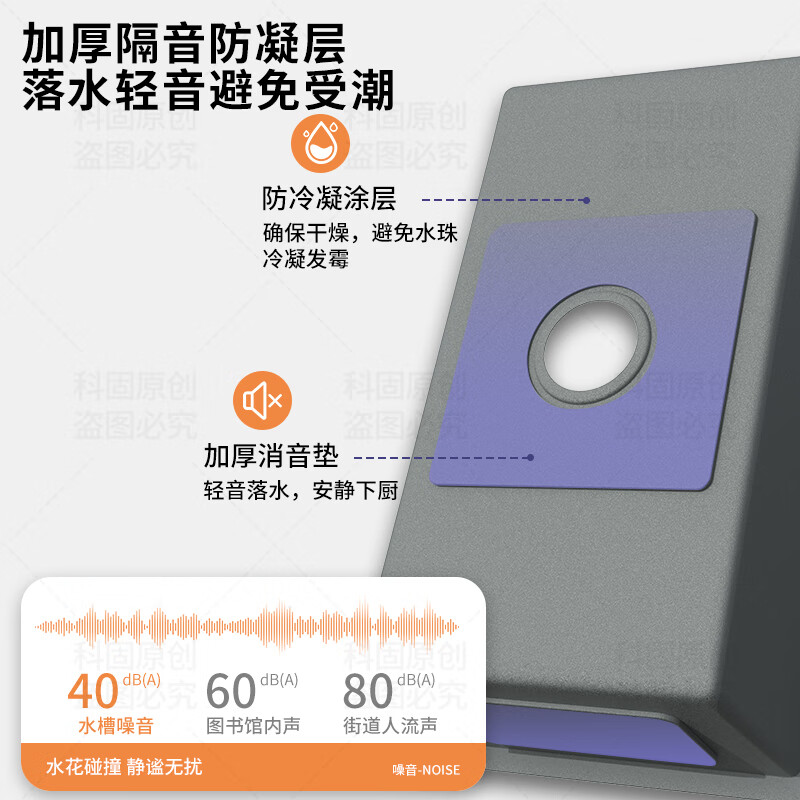 KEGOO large single-slot nano black kitchen sink with faucet, dishwashing sink, countertop integrated basin K8040