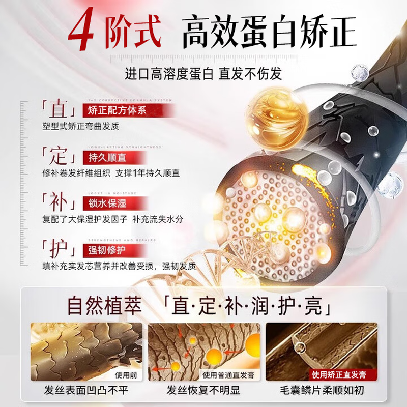 SEEDONVEUR Protein Correction Straightening Cream Permanent Styling Cream Clip-free and Pull-free Household Smoothing and Softening Agent Men and Women Perm 800ml