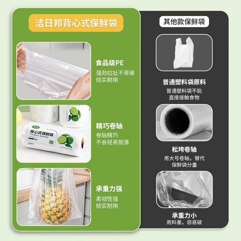 Jieribang vest-type thickened fresh-keeping bags, medium size 200 pieces, point-break portable fresh-keeping bags, picnic repackaged food bags