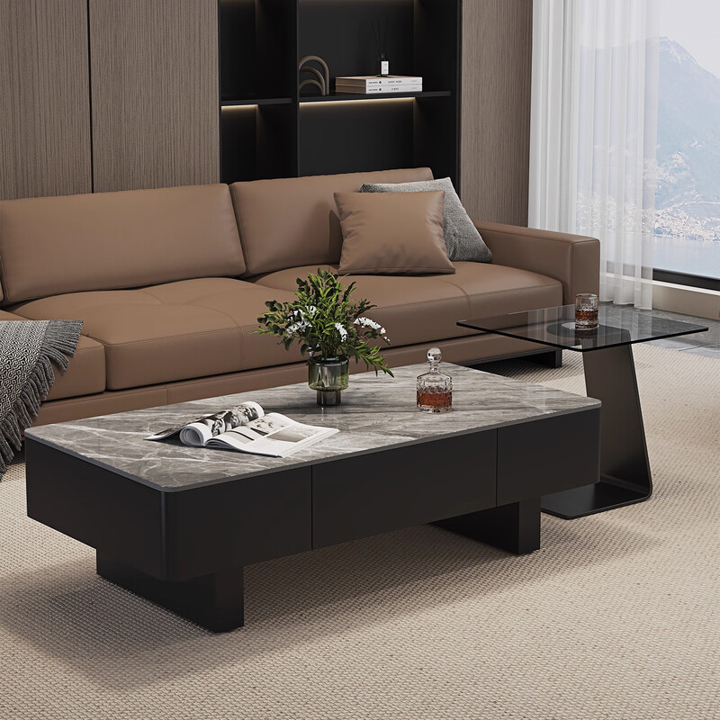 Zhizhi Italian style light luxury slate coffee table living room household small apartment 2026 new high-end coffee table combination coffee table table