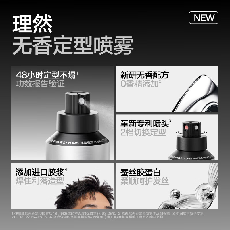 Liran odorless and unscented hair gel styling spray, long-lasting men's hair fluffy styling dry gel gel water 300ml