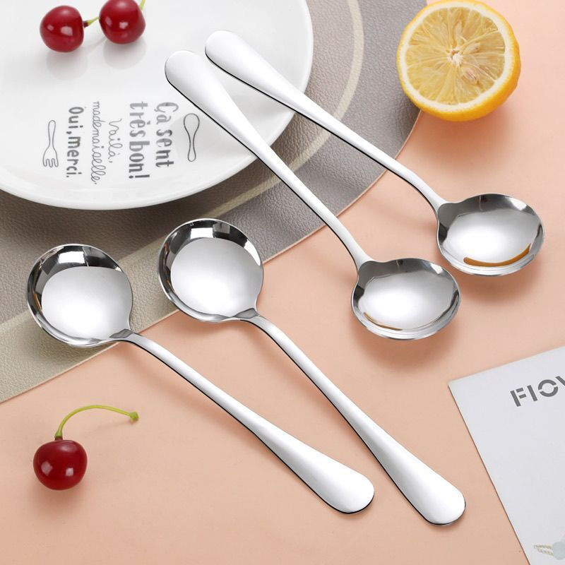 Xingfang 304 stainless steel spoon rice spoon dessert spoon household sauce spoon kitchen oil spoon 2 pack