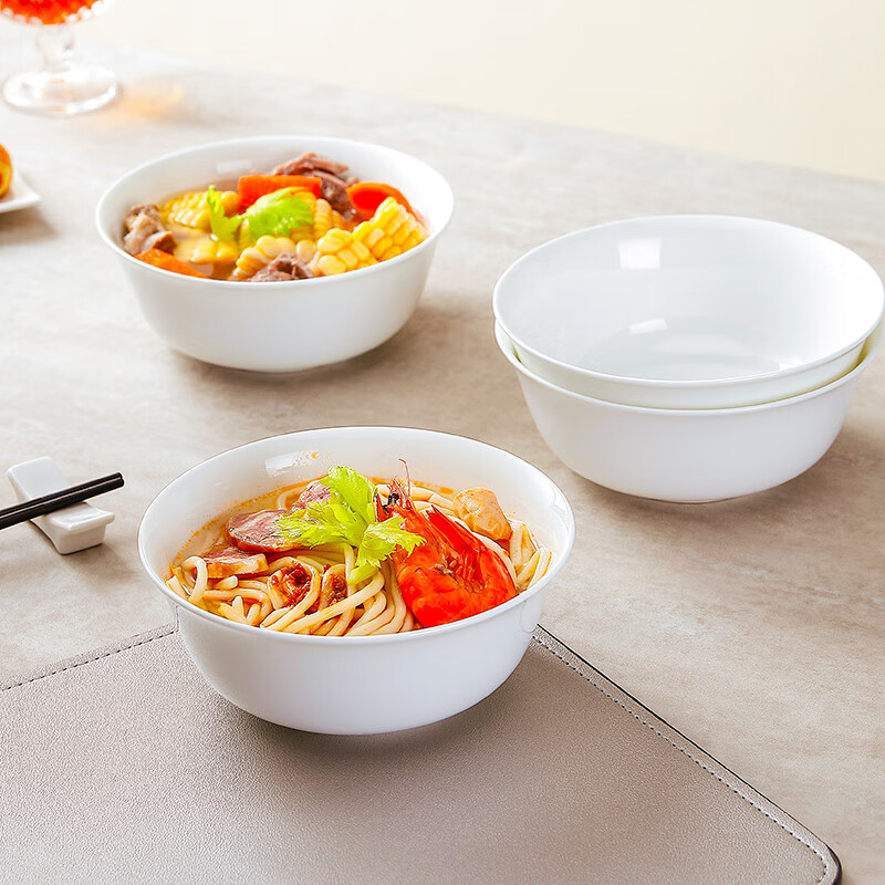 Sky Top bowls and plates ceramic tableware set bone china pure white 8 servings Nordic style household housewarming gift box packaging 38 pieces