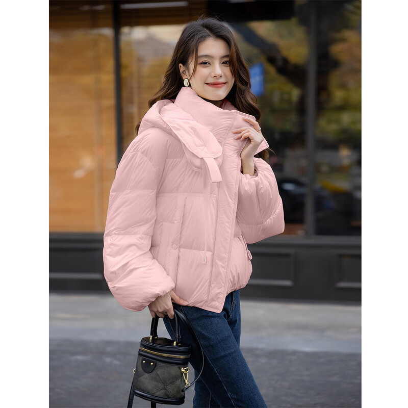 Ives (ITISF4) Anchor Red Down Jacket Winter Korean Version Thick Warmth High-Level Loose 90 White Duck Down Pink S