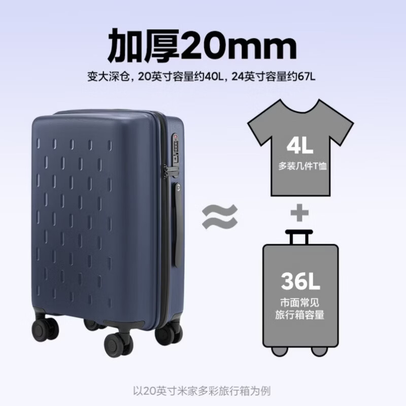 Mijia Xiaomi suitcase 20-inch boarding universal wheel suitcase men's and women's password box blue comes with aromatherapy hanging piece