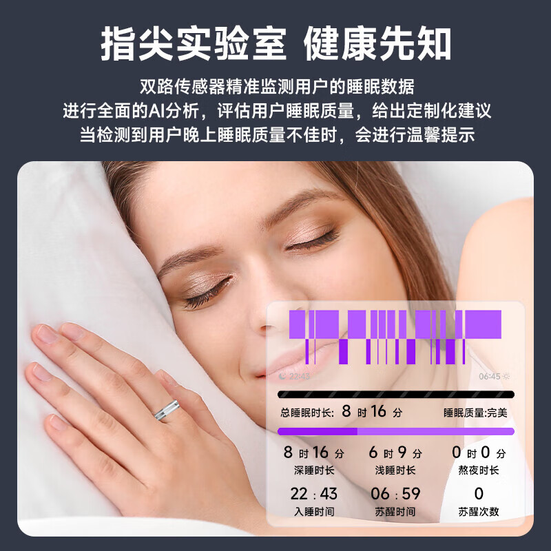 CH Medical Flagship Heart Rate and Blood Pressure All-Weather Monitoring Smart Ring Blood Oxygen Sleep Pressure Blood Sugar Recording Sports Health Ring Waterproof Gift Recommended for Men and Women Gold 9