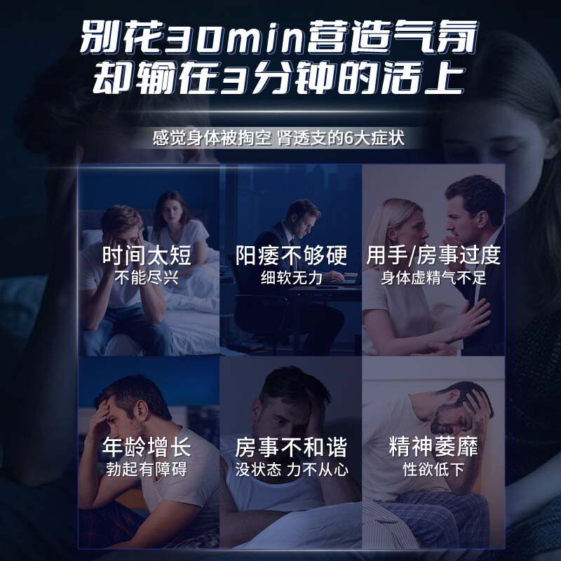 Men's sexual intercourse, quick-acting erection, nourishing the kidneys, aphrodisiac, premature ejaculation, sensitive ejaculation, fast sexual delay, long-lasting non-ejaculation and hardening medicine blue