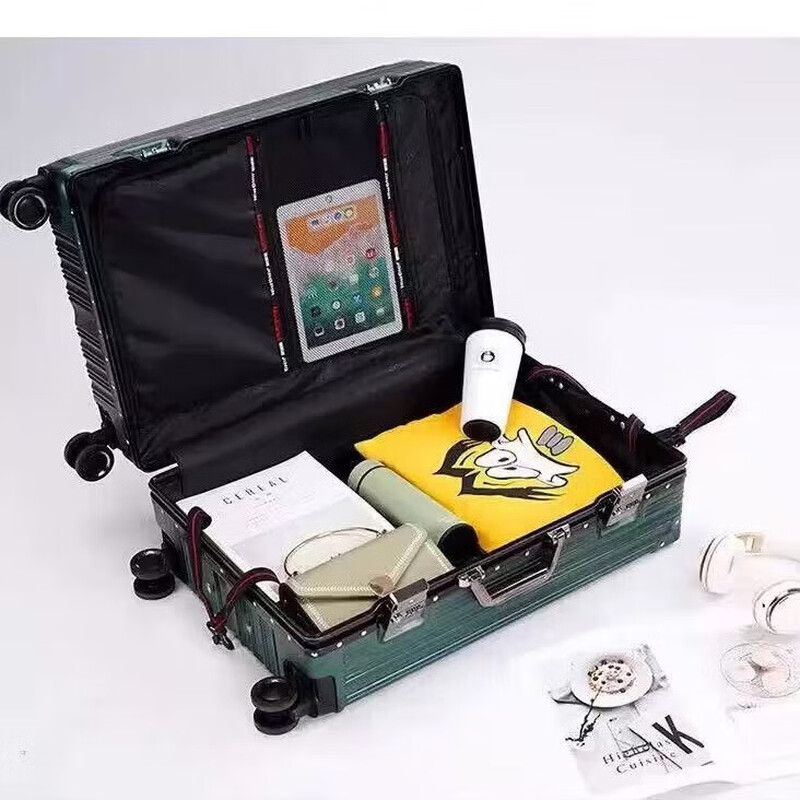 Aluminum frame suitcase password box 20 inches male and female students business trip boarding trolley case Jing Tokyo Hi self-operated black 24 inches