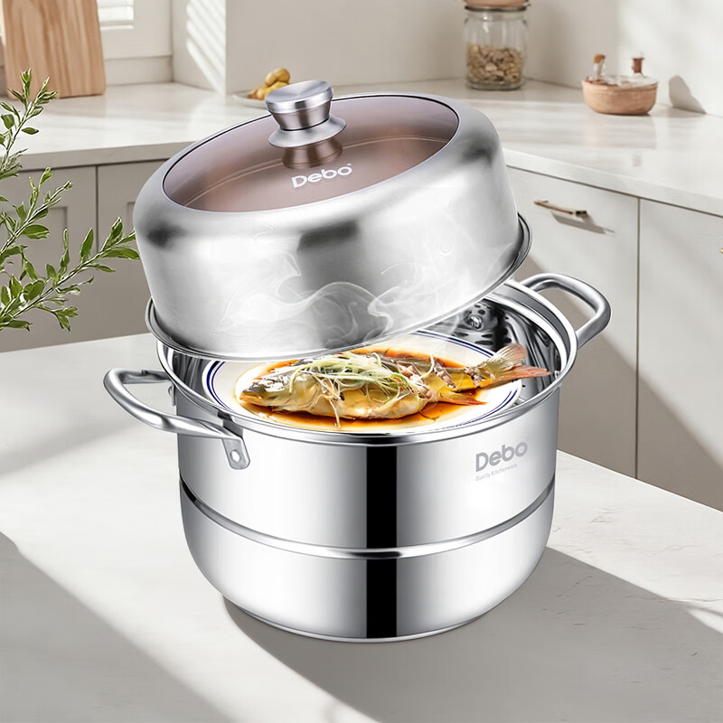 Debo Debo soup steamer 304 stainless steel pot two-layer steamer induction cooker universal Warwick 30cm
