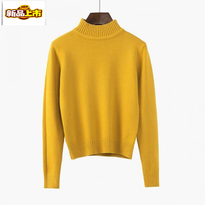 Chujing foreign style winter thickened and velvet warm mid-high collar short bottoming sweater for women pullover versatile half-high collar bottoming shirt white S recommended 80-95 pounds