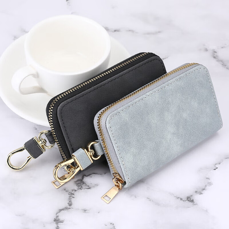 Internet celebrity light luxury key bag car home key bag couple change card storage bag large capacity multi-functional black