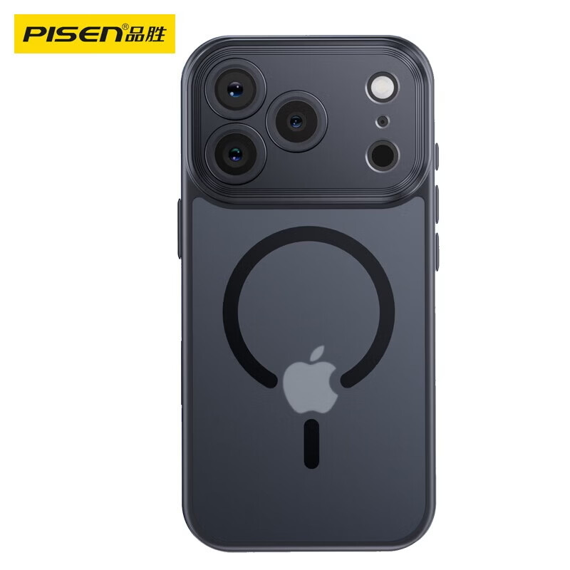 Pinsheng upgraded Ai button all-inclusive, suitable for Apple 17 mobile phone case, iPhone 17 anti-fall magnetic suction case, MagSafe wireless charging, anti-fingerprint matte protective cover black