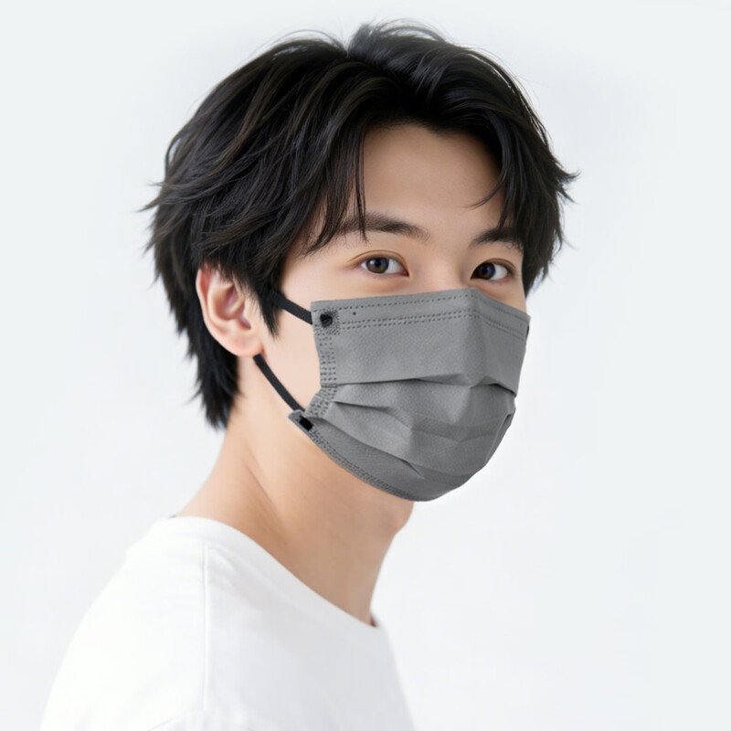 Runmi Bio Gray Medical Surgical Mask Disposable Adult Hypoallergenic Independent Pack Latte Gray 50 pieces/box