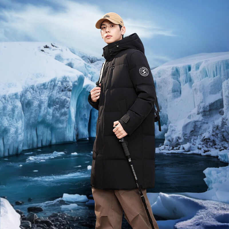 Flying in the Snow Autumn and Winter Oriental Simple Luxury Style Fashionable Casual Comfortable Silhouette Men's H-Type Printed Stand Collar Hooded Down