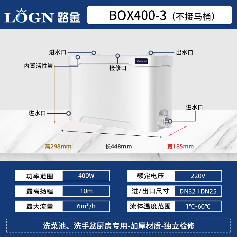 LOGN Lujin sewage lift pump basement sewage lifter sewage pump household toilet lift pump fully automatic 400-3