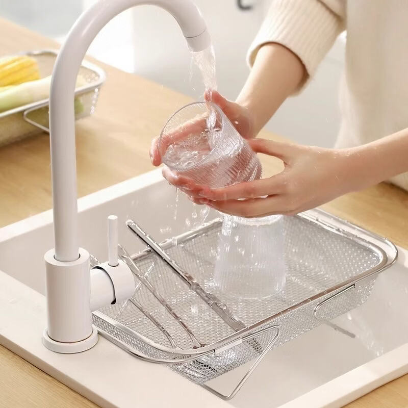 Sink drain basket stainless steel retractable kitchen sink rack washing dish sink drain rack water filter artifact large - stainless steel retractable