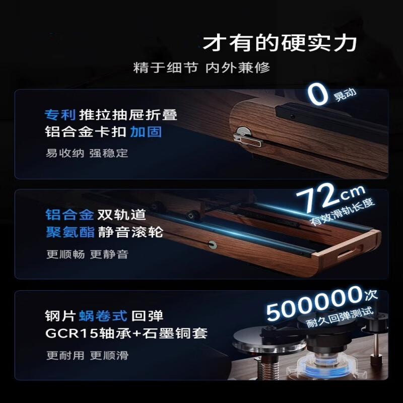 Painting rowing machine MR-950 super fat-burning dual-track hydromagnetic dual-resistance drawer-type push-pull folding fitness 2024 upgrade 10 blades non-folding version