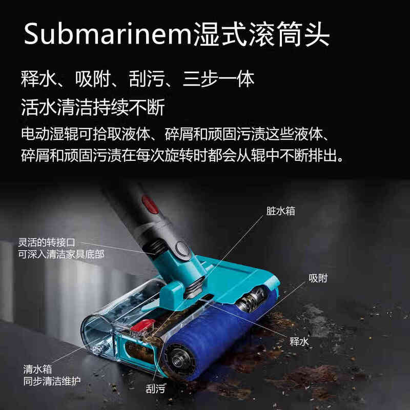 Dyson Dyson v15s detect submarine wireless handheld vacuum cleaner floor washer dry and wet mopping machine v15 laser soft velvet + smart direct drive + suction and mopping head - 12 accessories - 6