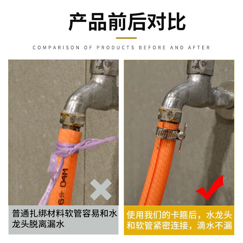 Yongli Shang 201 stainless steel handle type hoop clamp gas pipeline fixed joint hand-tight hose clamp water pipe tight clamp buckle fire-proof rust-proof and wear-resistant 32-44mm 5 pieces