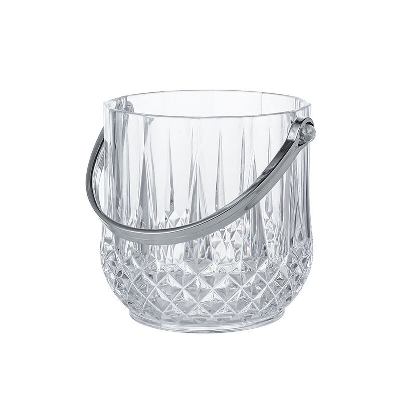 Fantasy Ice Bucket Champagne Bucket Clear Bar Small Ice Bucket Ice Cube Bucket 1.1L (Gray) Comes with Stainless Steel Ice Clamp