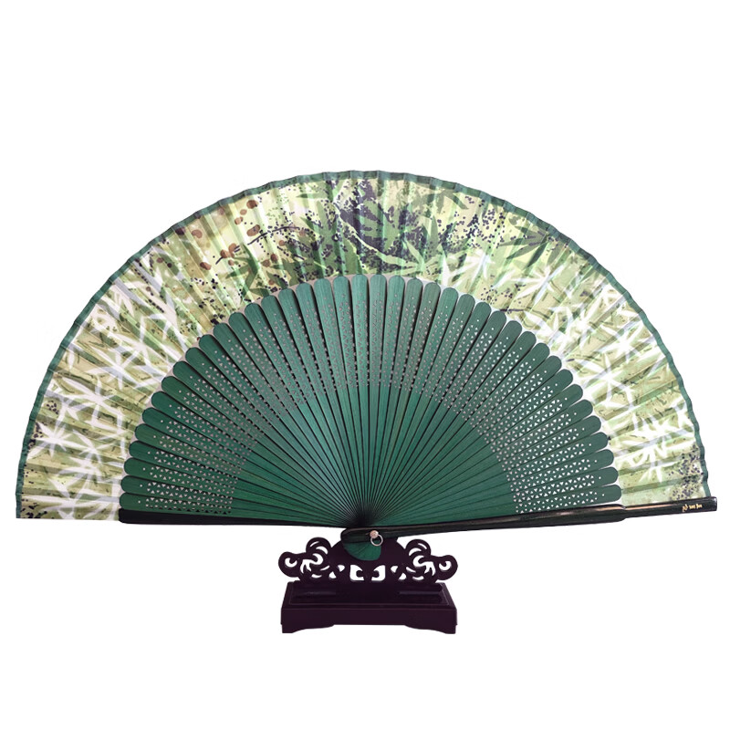 Wang Xingji fan souvenir Chinese style folding fan ancient style intangible cultural heritage gift ladies silk silk fan folding fan gift box for foreigners ancient rhyme bamboo ink 6 inches