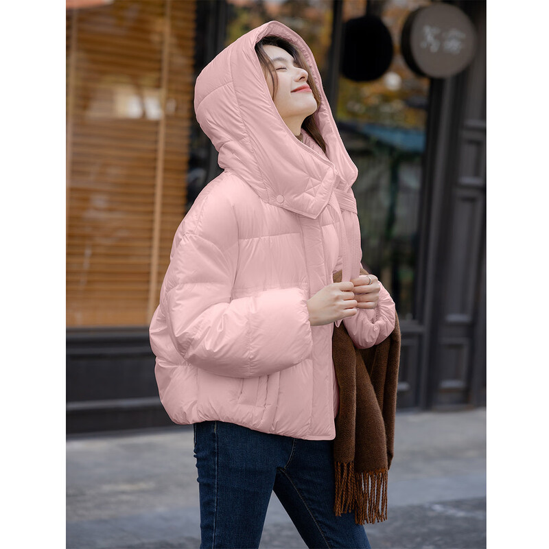 Ives (ITISF4) Anchor Red Down Jacket Winter Korean Version Thick Warmth High-Level Loose 90 White Duck Down Pink S