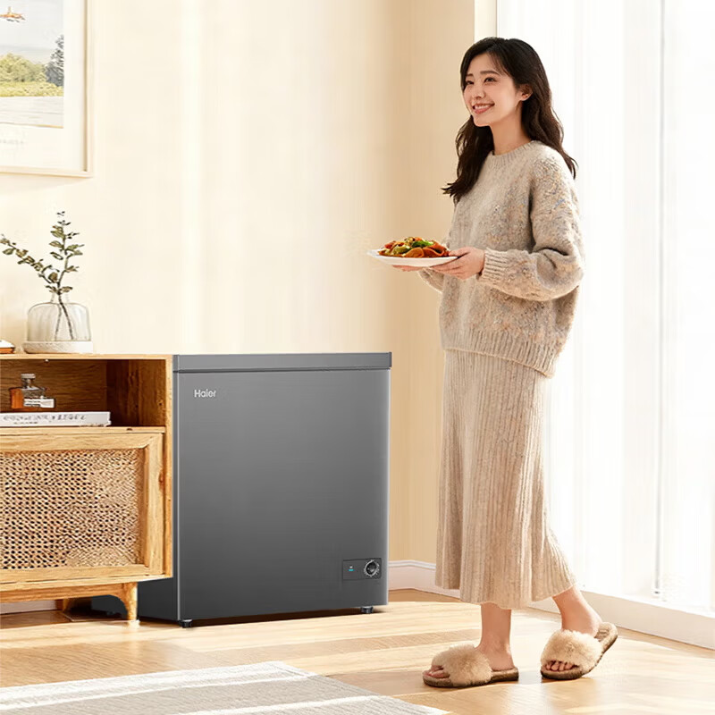 Haier produces single-temperature freezer, household first-class energy-efficiency horizontal refrigerator-freezer, small mini refrigerator, 200 liters, new top model, upgraded -30 cryogenic + PCM steel bladder
