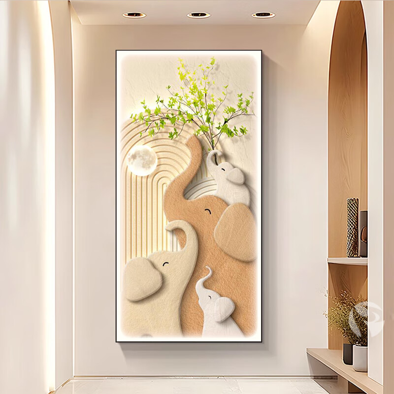 Mopai (Mopai) entrance hall decorative painting light luxury and high-end sense with LED light painting entrance corridor aisle hanging painting background wall painting Jiayouwanfu 80*160cm (LED light painting/remote charger type)