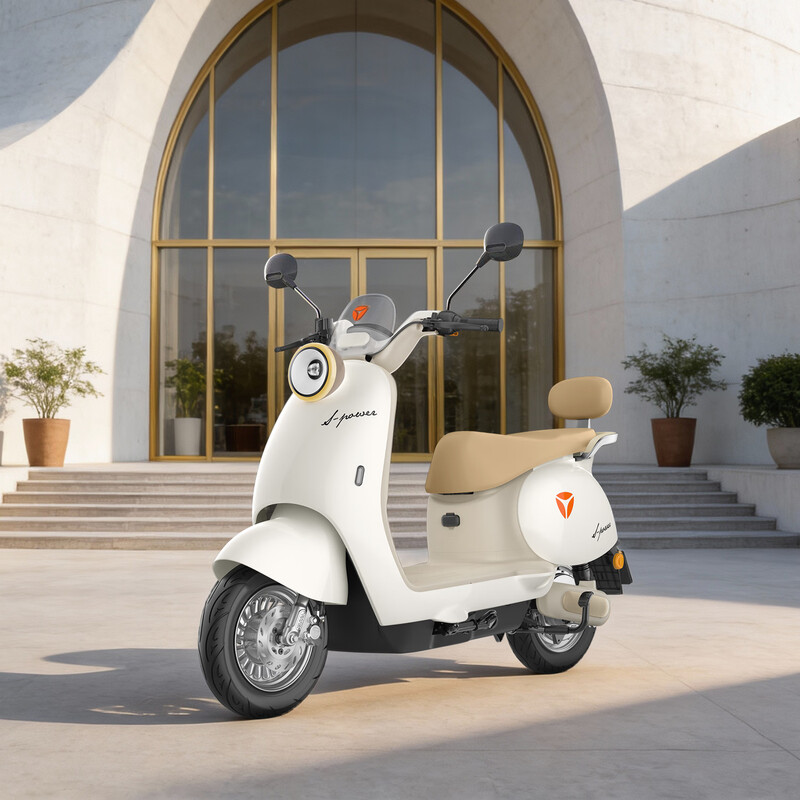 Yadi Electric Motorcycle Guanneng Muguang Electric Motorcycle Graphene Lead-Acid Battery Long-Endurance Electric Motorcycle Commuting Men and Women Fashionable and Cute Smart Electric Motorcycle Pearlescent Porcelain White