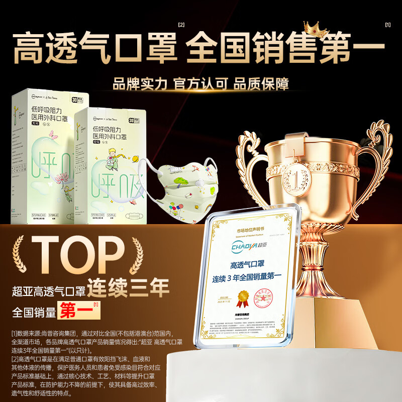 Super sub-low resistance mask autumn and winter warm medical surgical mask anti-pollen allergy sterilization independent adult little prince 30 pieces