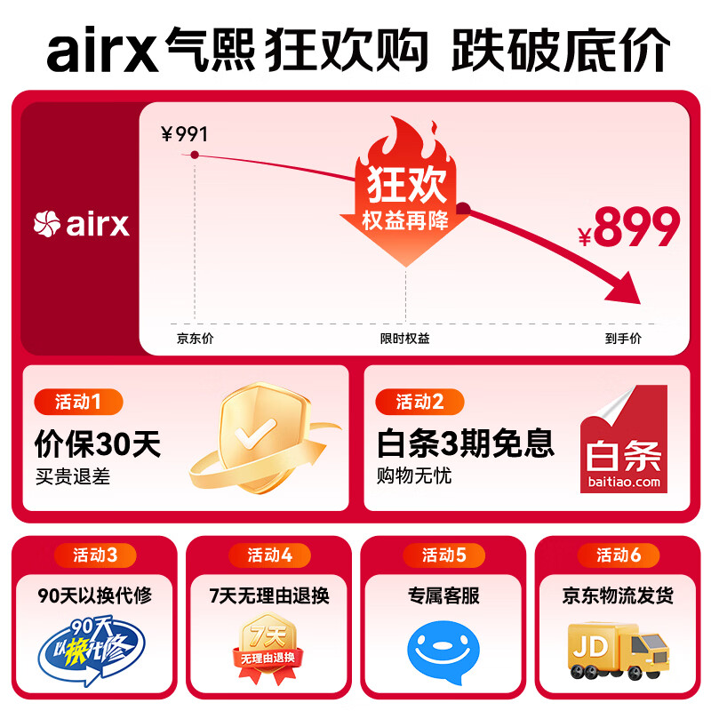 Airx Maternal and Infant Grade Fog-free Humidifier for Bedroom Home Office Pregnant Women and Infants Air Humidification with Water 800ml/h Humidification Volume H8